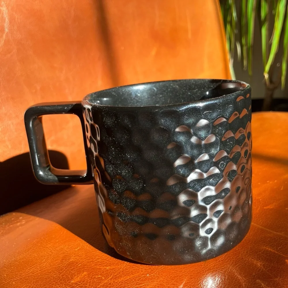 Starbucks | 2019 Holiday Metallic Gunmetal Chrome Textured Geometric Coffee Mug